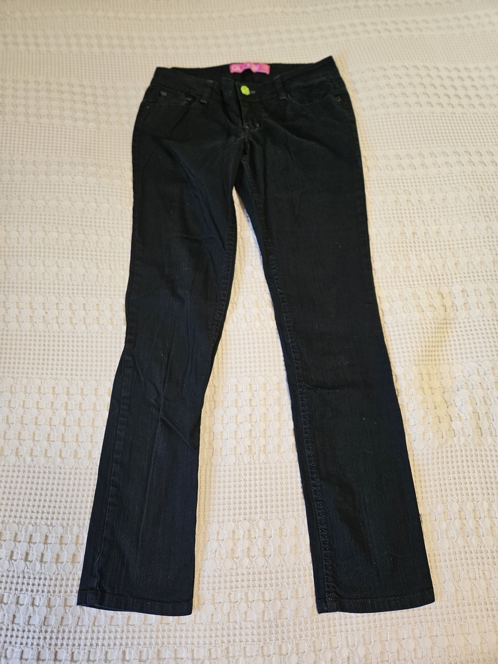 GLO jeans Women's Black Boot Cut Jeans with Pink Waist Accent